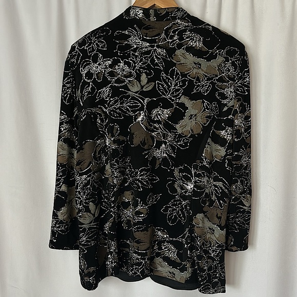 Alex Evenings Gorgeous Black Glittery Floral Evening Jacket Coat **Size XL**🌺🌺 - Picture 2 of 5